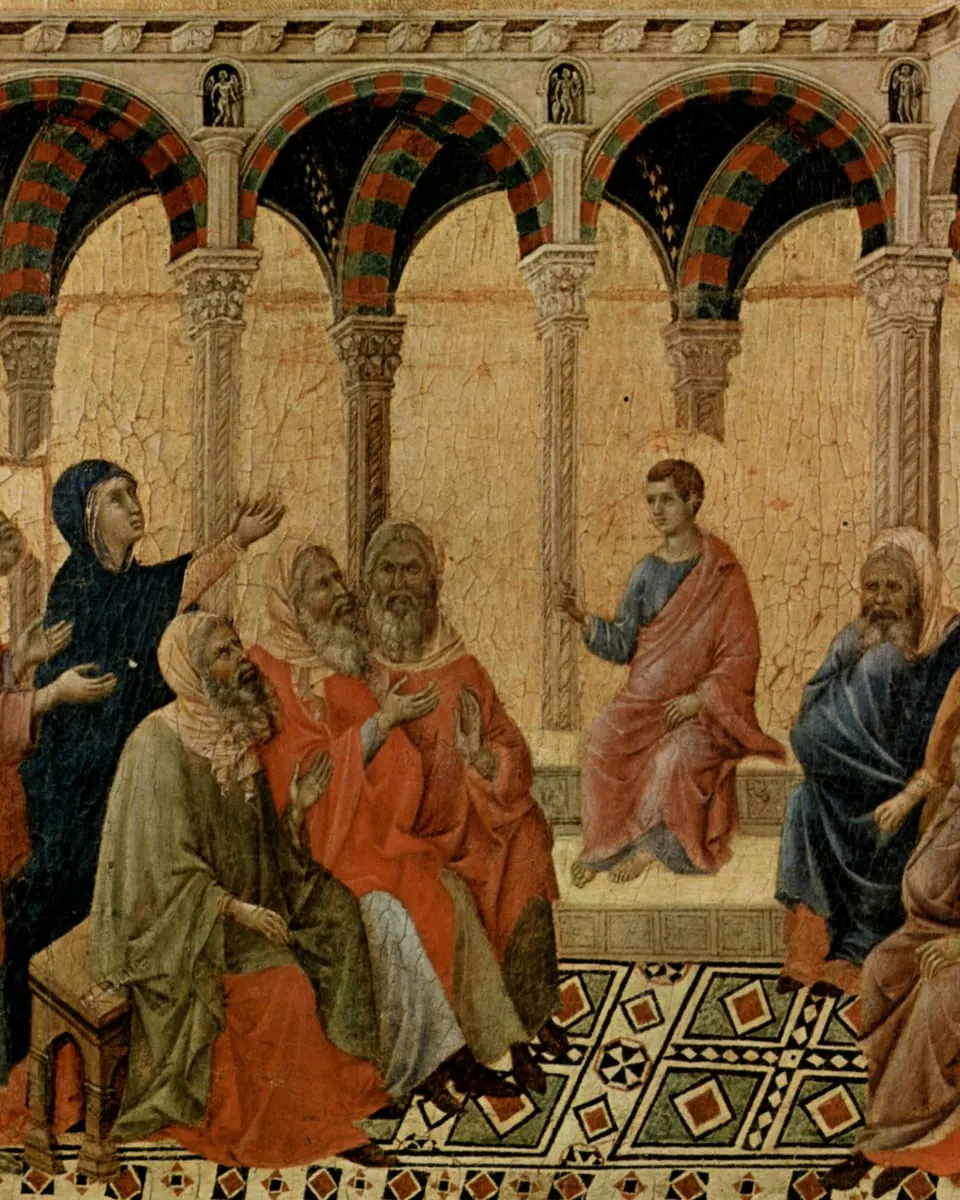 Christ among the Doctors (Maestà, front predella), Duccio di Buoninsegna