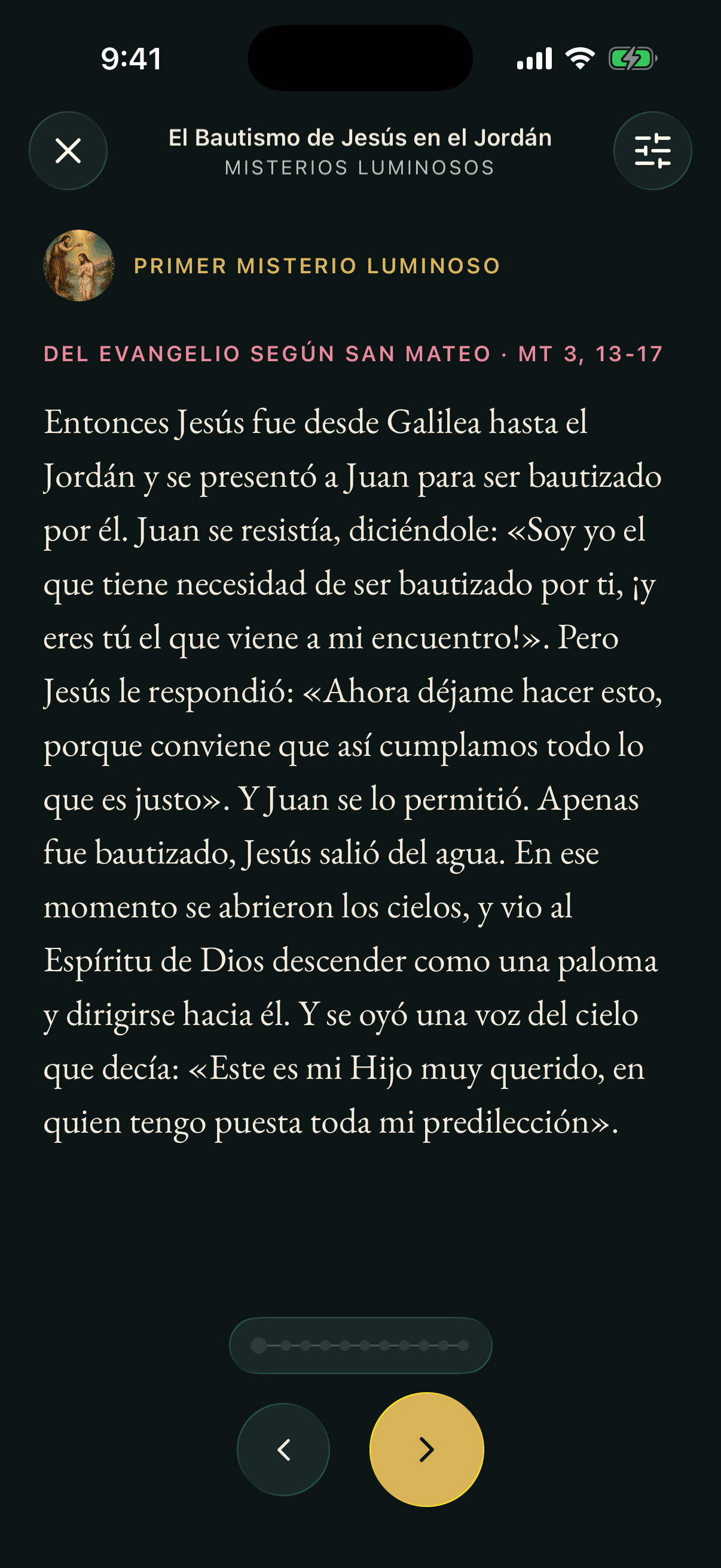 El Evangelio de cada misterio